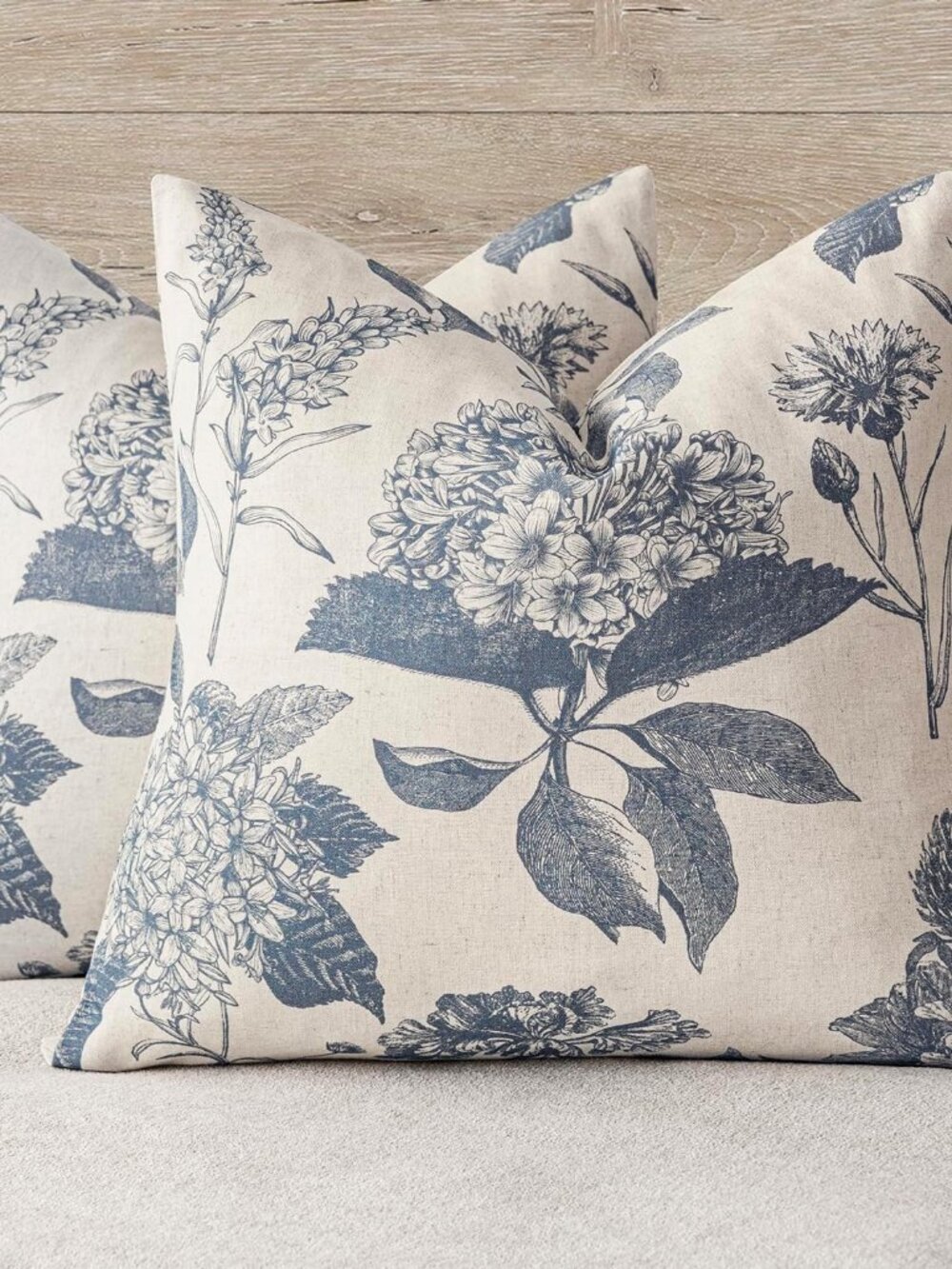 Summer Home Set of 2 Pillowcases Linen Floral Vintage Vibe Throw Pillow Covers